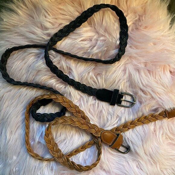 (2) Large Women's Braided Belts, 1 Black(Approx. 41.5”) & 1 Brown (Approx. 40”) - Picture 1 of 2